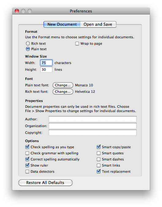 TextEdit New Document