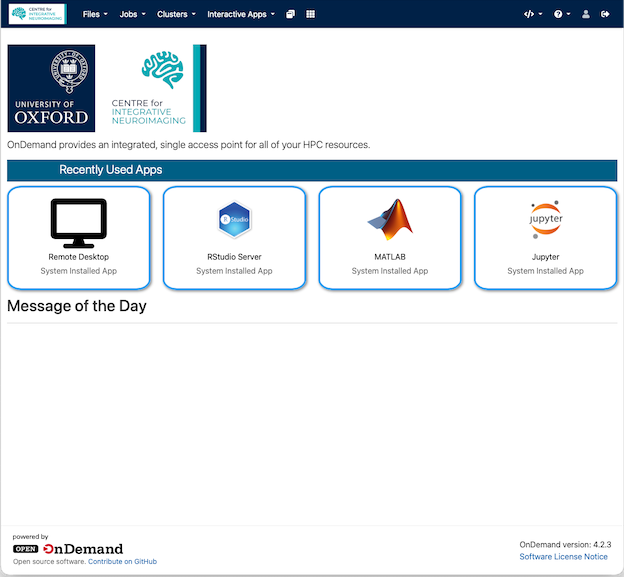 Open OnDemand home page