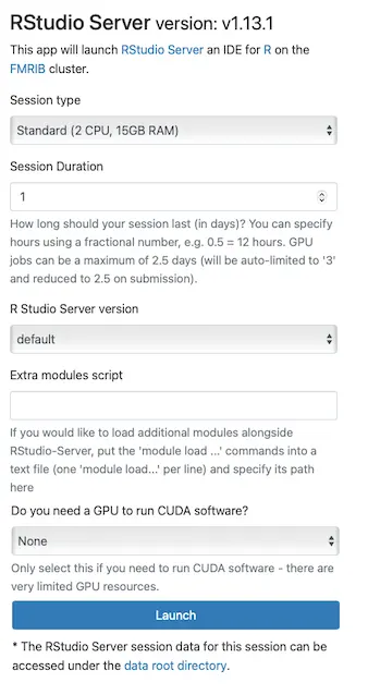 RStudio Session Configuration