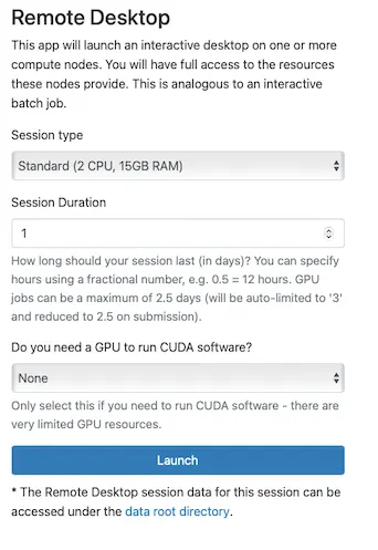 Desktop session configuration